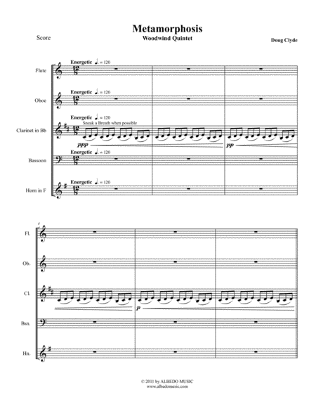 Free Sheet Music Metamorphosis Woodwind Quintet