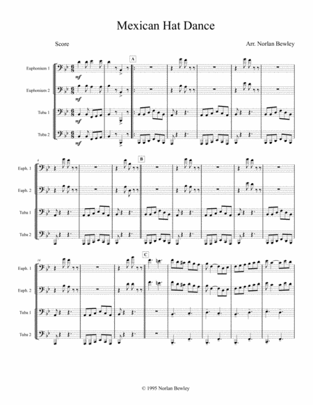 Mexican Hat Dance Tuba Euphonium Quartet Sheet Music