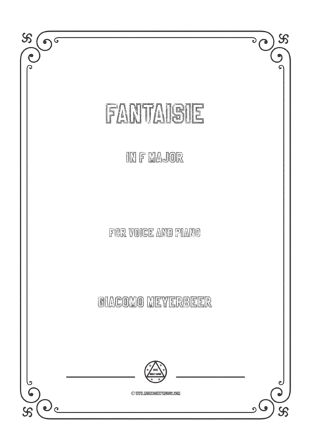 Meyerbeer Fantaisie In F Major For Voice And Piano Sheet Music