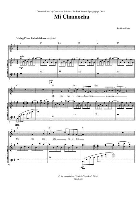 Free Sheet Music Mi Chamocha