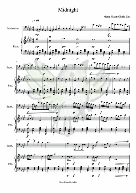 Midnight Euphonium Solo Piano Accompaniment Sheet Music