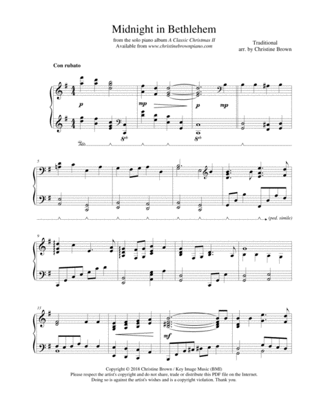 Midnight In Bethlehem 2018 Holiday Contest Entry Solo Piano Medley Sheet Music