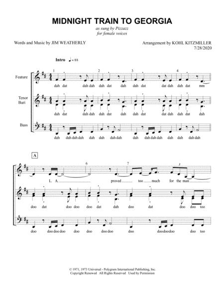 Free Sheet Music Midnight Train To Georgia Ssaa