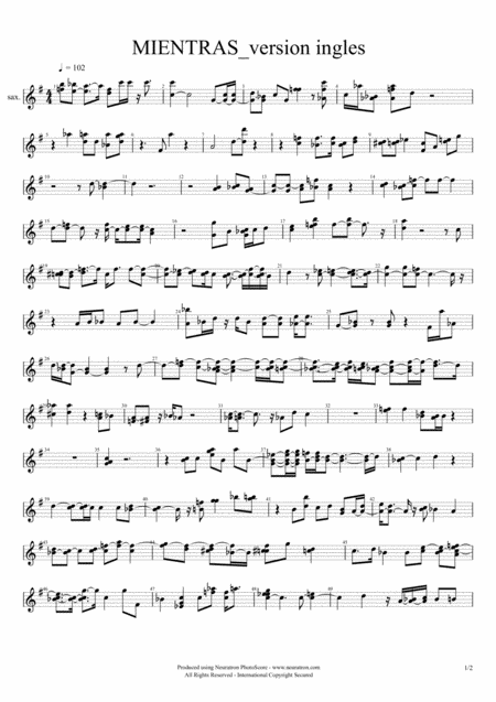 Mientras Version Ingles Sheet Music