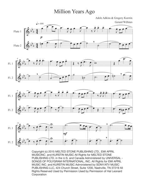 Million Years Ago Sheet Music