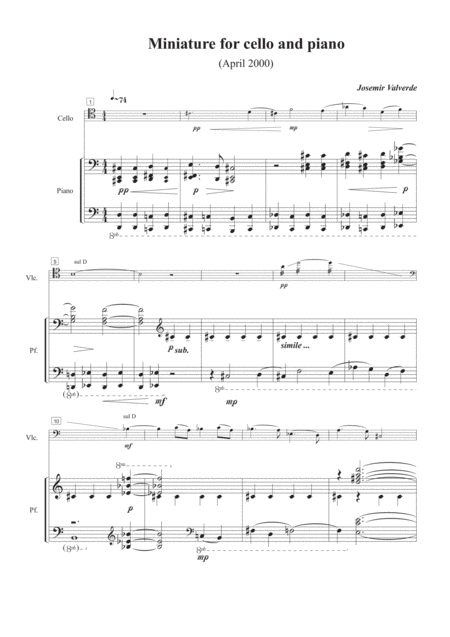 Free Sheet Music Miniature For Cello And Piano