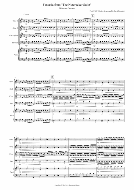 Free Sheet Music Miniature Overture Fantasia From Nutcracker For Double Reed Quartet