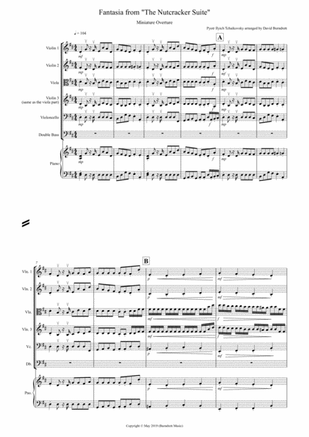 Free Sheet Music Miniature Overture Fantasia From Nutcracker For String Orchestra