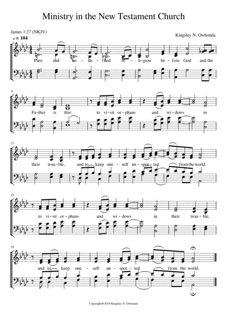 Free Sheet Music Ministry In The New Testament Church