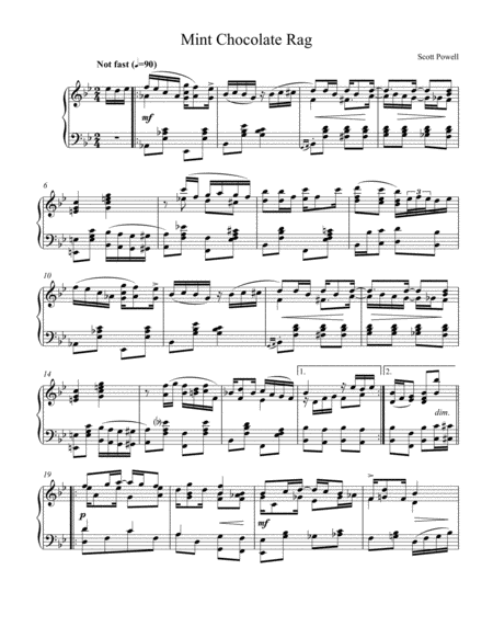 Free Sheet Music Mint Chocolate Rag For Solo Piano