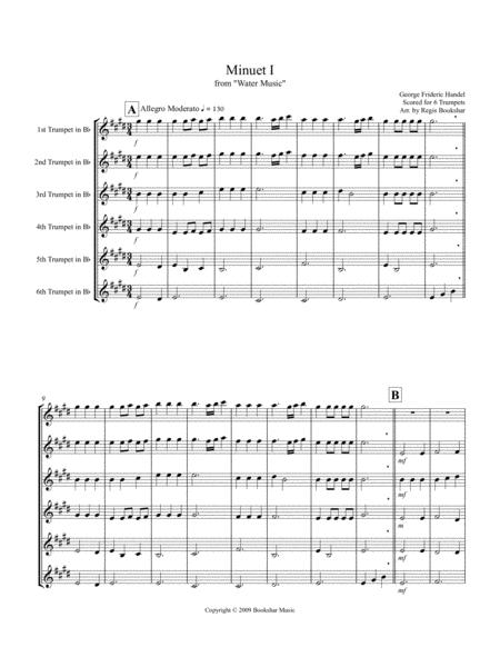 Minuet I From Water Music 6 Trp Sheet Music