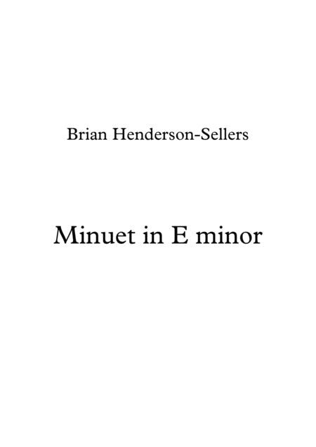 Minuet In E Minor Sheet Music