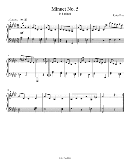 Free Sheet Music Minuet In F Minor