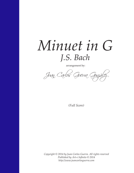 Free Sheet Music Minuet In G Js Bach Arr For Strings By Juan Guerra