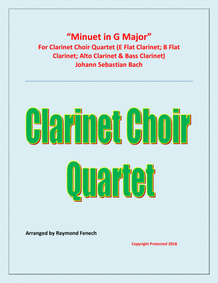 Minuet In G Major Js Bach Clarinet Choir Quartet Sheet Music