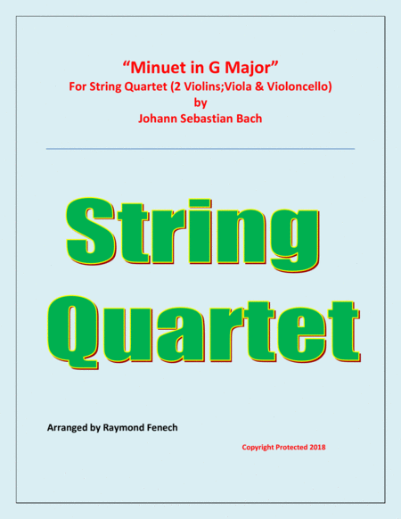 Free Sheet Music Minuet In G Major Js Bach String Quartet