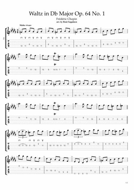 Free Sheet Music Minute Waltz Waltz In Db Major Op 64 No 1 For Flatpicking Guitar