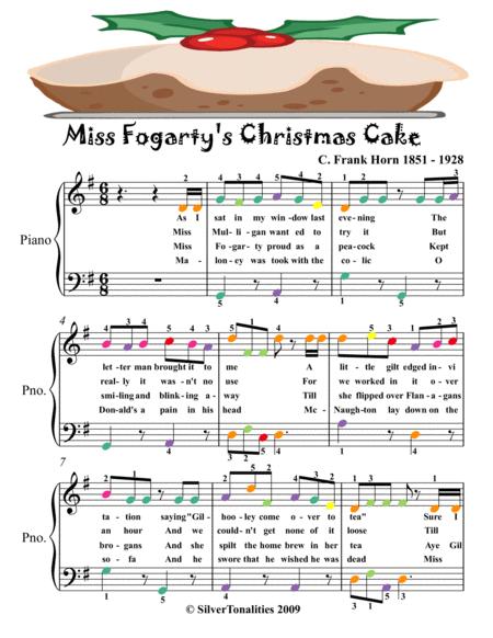 Free Sheet Music Miss Fogarty Christmas Cake Easy Piano Sheet Music With Colored Notes