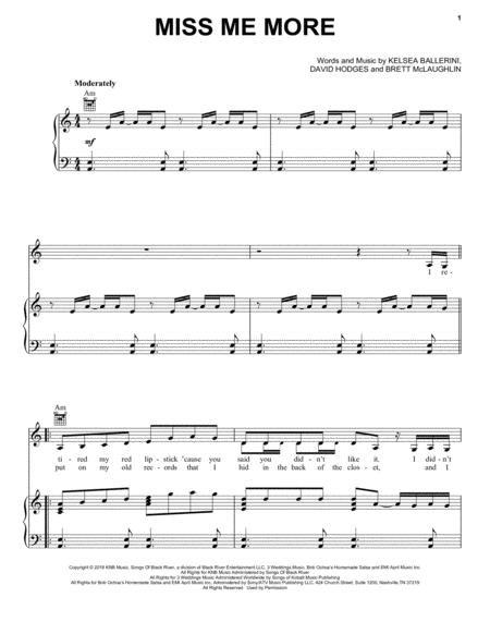 Free Sheet Music Miss Me More