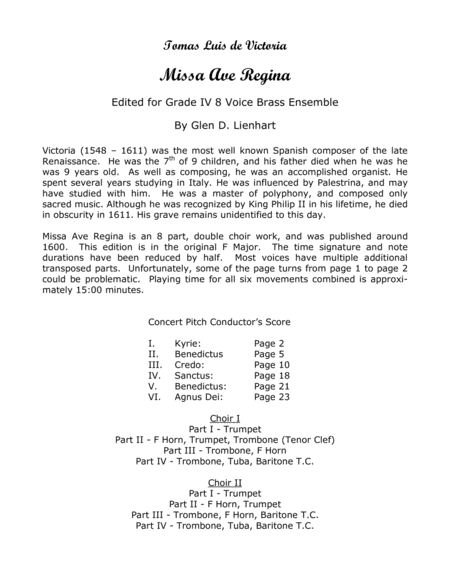 Free Sheet Music Missa Ave Regina F Major