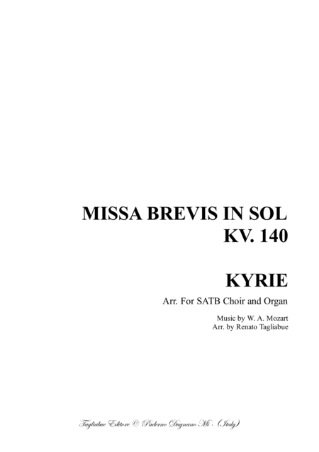 Missa Brevis In G Major Kv 140 1 Kyrie Sheet Music