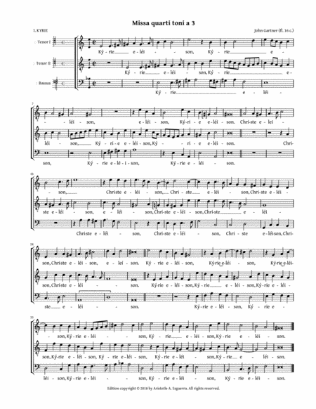 Free Sheet Music Missa Quarti Toni A 3 Gartner