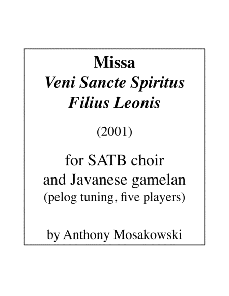 Free Sheet Music Missa Veni Sancte Spiritus Filius Leonis Score