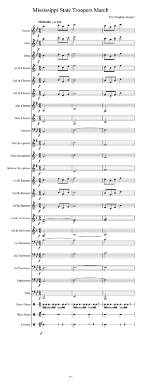 Free Sheet Music Mississippi State Troopers March