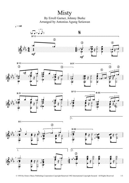 Free Sheet Music Misty Solo Guitar Score