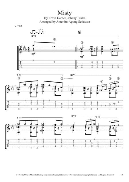 Misty Solo Guitar Tablature Sheet Music