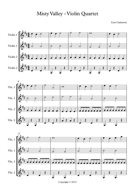 Misty Valley Violin Quartet Sheet Music