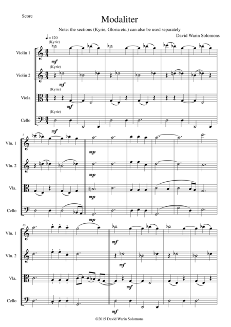 Free Sheet Music Modaliter For String Quartet