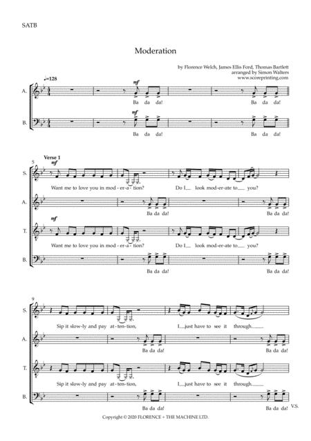 Free Sheet Music Moderation Satb