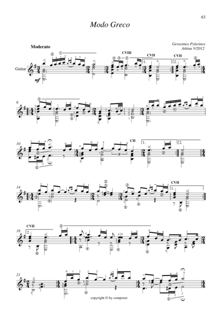 Modo Greco For Guitar Solo Sheet Music