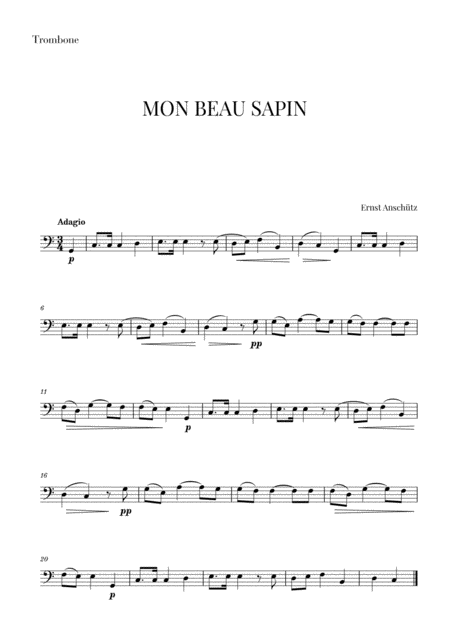 Free Sheet Music Mon Beau Sapin For Trombone