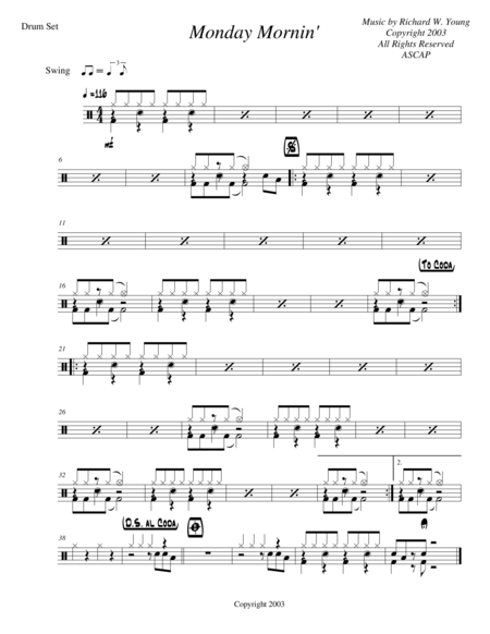 Monday Mornin Drums Sheet Music