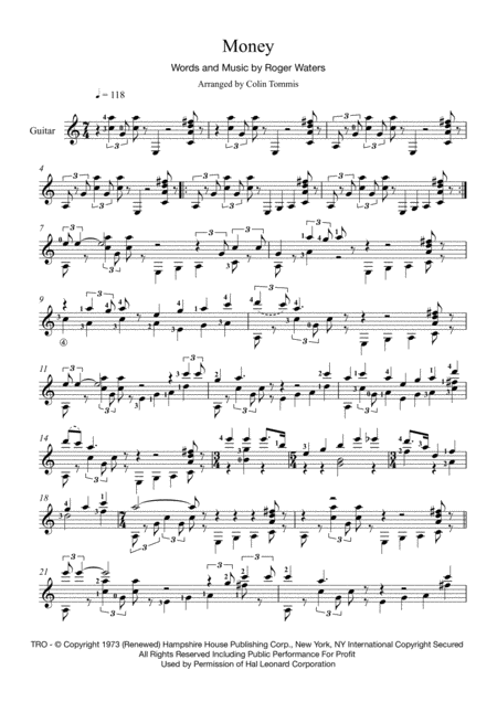 Money Sheet Music