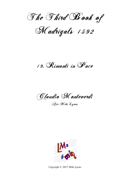 Free Sheet Music Monteverdi The Third Book Of Madrigals No 19 Rimanti In Pace