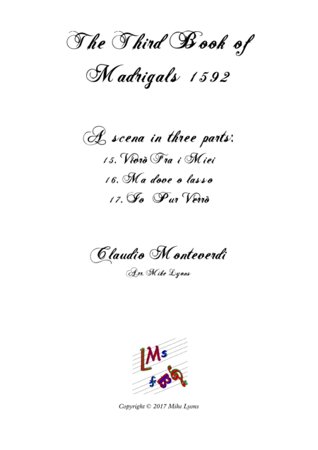 Free Sheet Music Monteverdi The Third Book Of Madrigals Scena No 2 In 3 Parts Nos 15 17