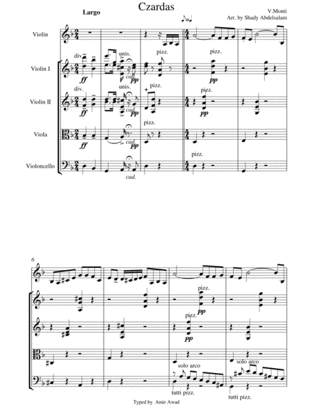 Monti Czardas For Violin And String Orchestra Sheet Music