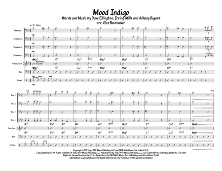 Mood Indigo Trombone Quartet With Optional Rhythm Section Sheet Music