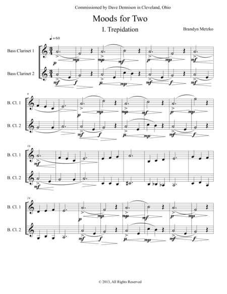 Moods For Two For Two Bass Clarinets Sheet Music