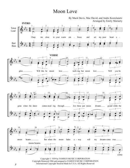 Moon Love Womens Barbershop Chorus Sheet Music