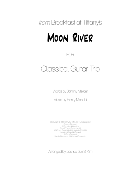 Free Sheet Music Moon River For Guitar Trio