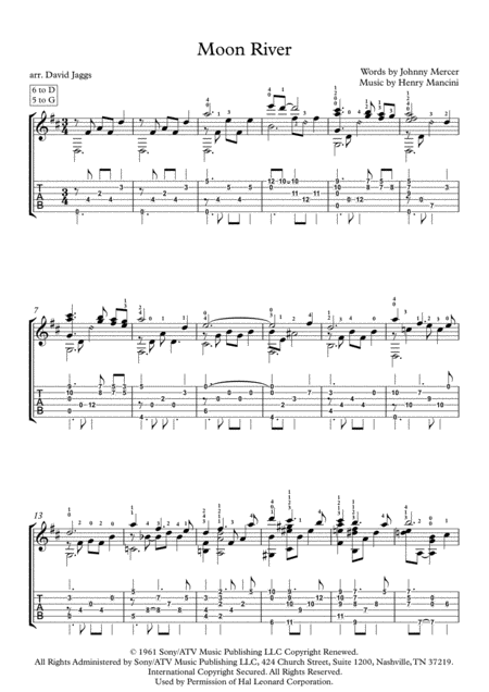 Moon River Including Tablature Sheet Music