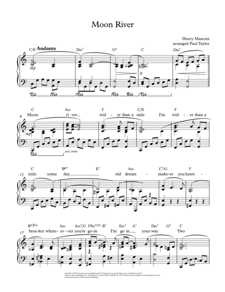 Free Sheet Music Moon River