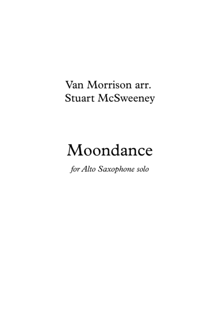 Free Sheet Music Moondance Alto Saxophone Solo