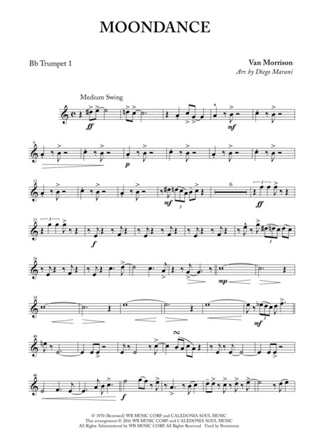 Free Sheet Music Moondance For Brass Quintet