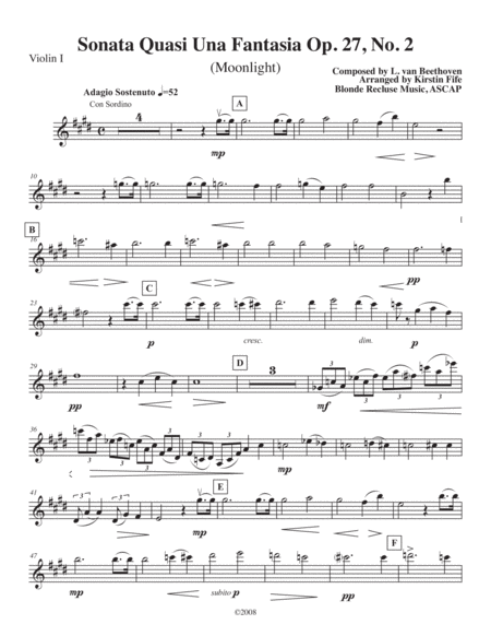 Free Sheet Music Moonlight Sonata 1st Movement