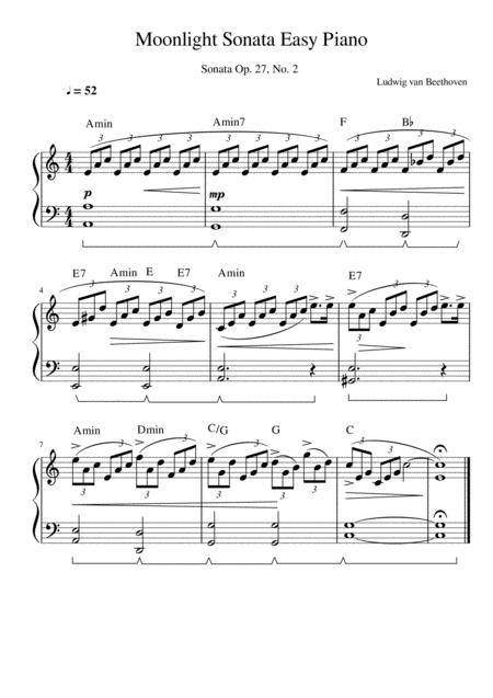 Moonlight Sonata For Beginner Piano Sheet Music